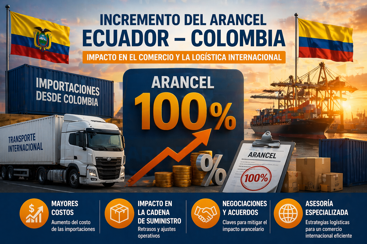 Nuevo incremento del arancel entre Ecuador y Colombia: ¿qué significa el impuesto del 100 % y cómo impacta al comercio bilateral?